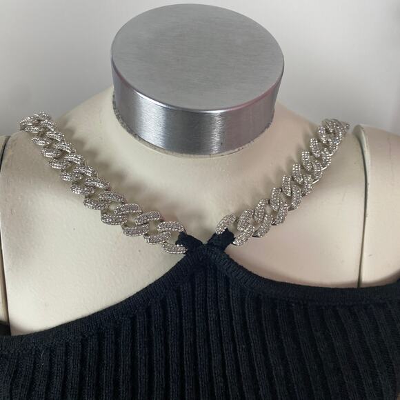 Giuseppe di Morabito Black Cold Shoulder Chain Sweater Top - Picture 7 of 8